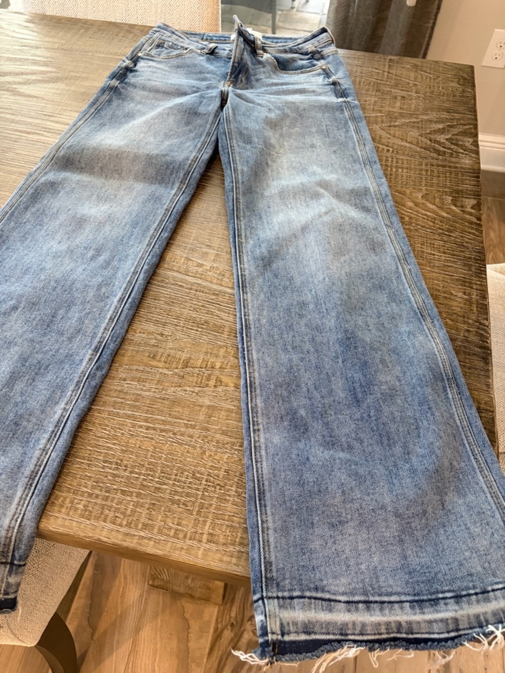 Wide Leg Women's Jeans - Light Blue Flare